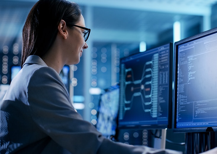 woman at computer monitor